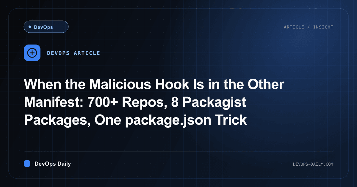 When the Malicious Hook Is in the Other Manifest: 700+ Repos, 8 Packagist Packages, One package.json Trick